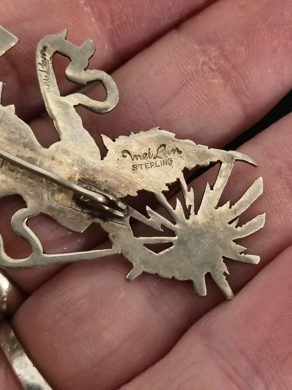 Vintage Mei Lan Sterling Silver Siam Thai Deity Brooch – Signed Figural Pin